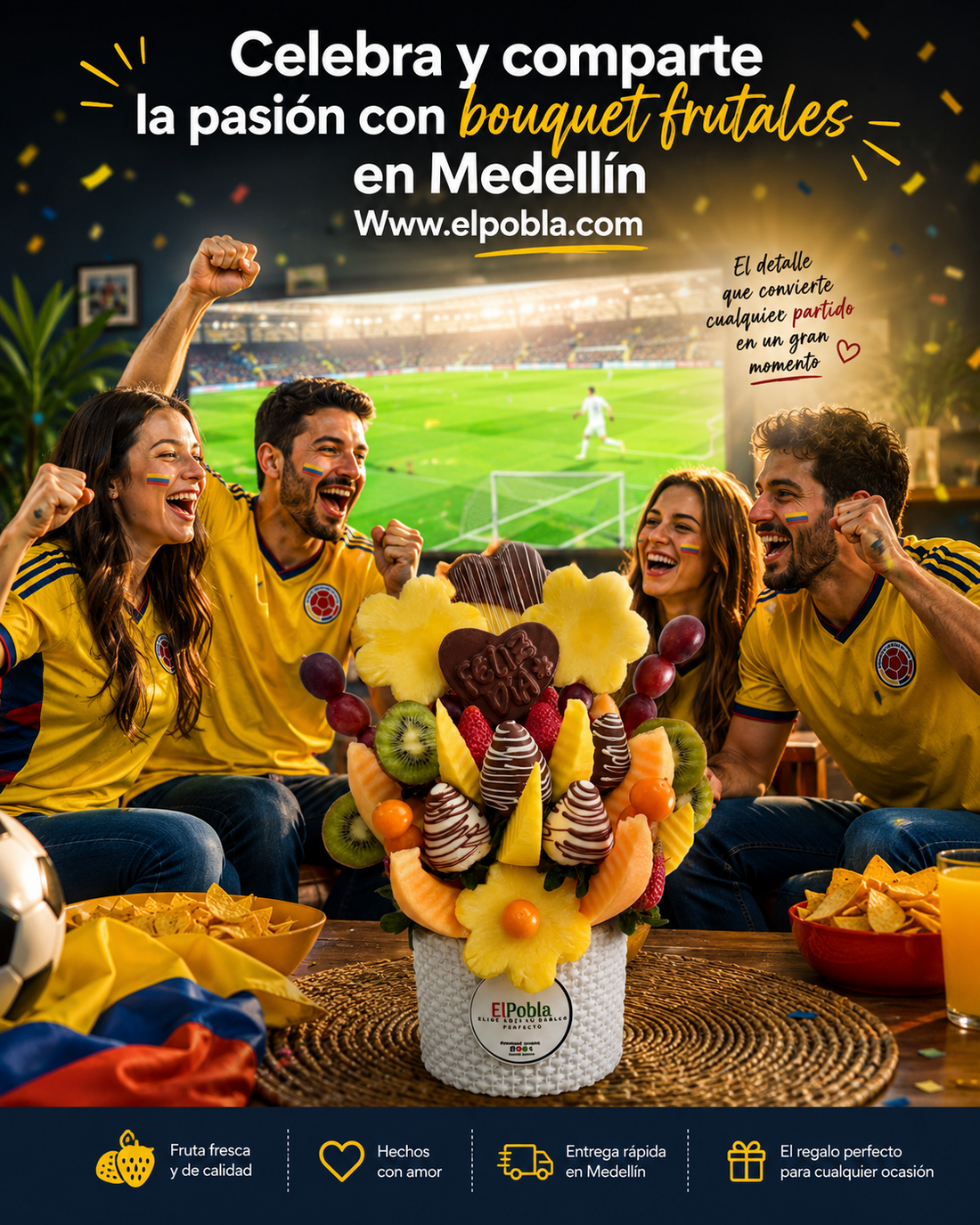 🇨🇴⚽ ¡Vamos Colombia al Mundial 2026! 🎉 Celebra con un Arreglo de Frutas 🍓🍍🥝